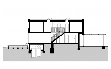 Přístavba rodiného domu v Klánovicích - Podélný řez - foto: VYŠEHRAD atelier