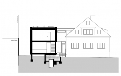 Přístavba rodiného domu v Klánovicích - Příčný řez - foto: VYŠEHRAD atelier