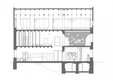 Včelí svět v Hulicích - Řez podélný - foto: Atelier K2