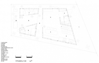 Inside House & Outside House - Půdorys přízemí - foto: Takeshi Hosaka Architects 