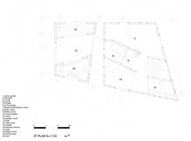 Inside House & Outside House - Půdorys patra - foto: Takeshi Hosaka Architects 