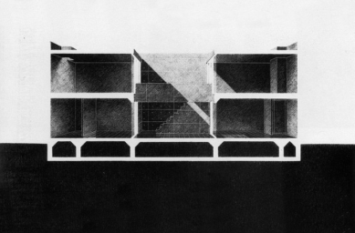 Azuma House - Podélný řez - foto: Tadao Ando Architects & Associates