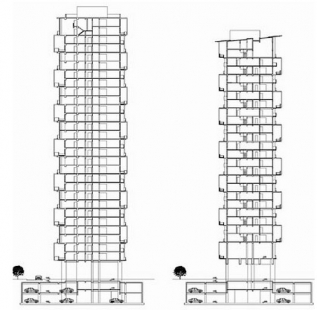 Vertikální apartmány - Řezy - foto: Amateur Architecture Studio