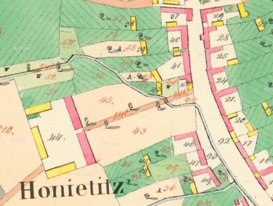 Guest Facilities for a Biotope at Honětice - Historická mapa z roku 1842 - foto: archiv autorů