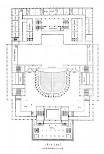 Ideová soutěž na umístění Nového Národního divadla v Praze - Půdorys přízemí