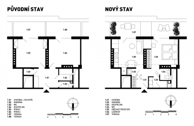 Rekonstrukce startovacího bytu, Praha 10 - Půdorys