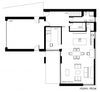 Rodinný dům v Dolních Chabrech - 1NP