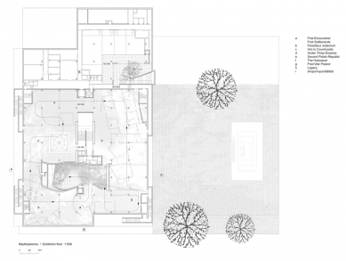 Muzeum historie polských Židů - Půdorys suterénního výstavního patra - foto: Lahdelma & Mahlamäki