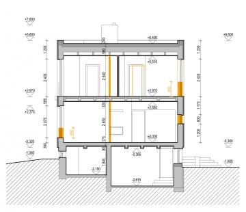 Rekonstrukce rodinného domu v Hradci u Stříbrné Skalice - Řez - foto: Adam Rujbr Architects