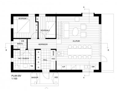 Fjällhus Residence - Půdorys přízemí - foto: pS Arkitektur