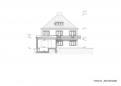 Rekonstrukce a dostavba rodinného domu v ulici Dělnická - Pohled JZ - foto: ROSA – ARCHITEKT