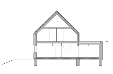 Rodinný dům Bítouchov - Příčný řez - foto: Ing.arch. Martin Hilpert