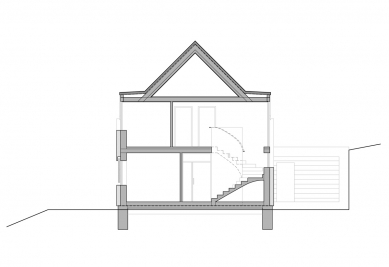 Rodinný dům Bítouchov - Příčný řez - foto: Ing.arch. Martin Hilpert