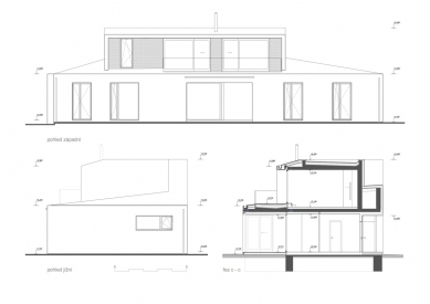 Dům ve Slaném - Pohledy a řez - foto: Ing.arch. Martin Beránek
