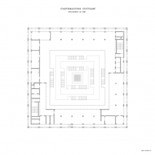 Městská knihovna ve Stuttgartu - Půdorys 9NP - foto: Yi Architects