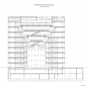 Městská knihovna ve Stuttgartu - Řez - foto: Yi Architects