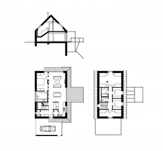 Rodinný dům v Karasech - Půdorysy, řez