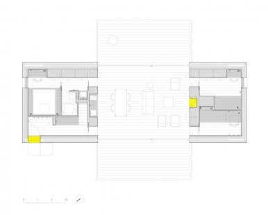 Dům B - Půdorys přízemí - foto: ch+qs arquitectos