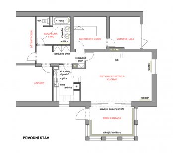 Rekonstrukce v řadovém domě, Praha 4 - Původní stav