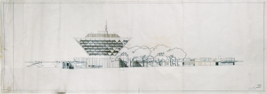 Slovenský rozhlas - Južný pohľad, Štefan Ďurkovič, Štefan Svetko, Barna Kissling, 1970 - foto: Archív architektúry, oA ÚSTARCH SAV v Bratislave