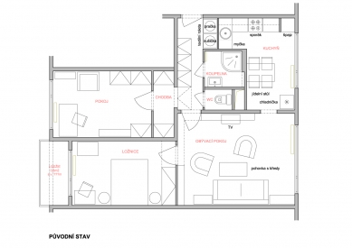 Reconstruction of a panel apartment - Original condition