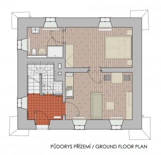 Rekonstrukce a interiér viničního domu Sklenářka - Půdorys přízemí - foto: DESIGN arcom, s.r.o.