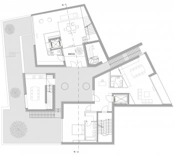 Housing at the Old City Wall Berlin - Půdorys 2.np - foto: Atelier Zafari.Architecture