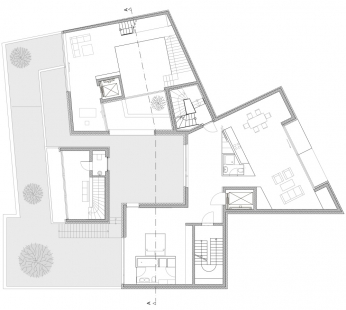 Housing at the Old City Wall Berlin - Půdorys 3.np - foto: Atelier Zafari.Architecture