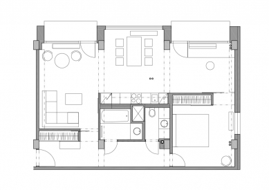 Rekonstrukce a interiér panelového bytu - Půdorys - foto: MMM architekti