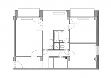 Rekonstrukce a interiér panelového bytu - Původní dispozice - foto: MMM architekti