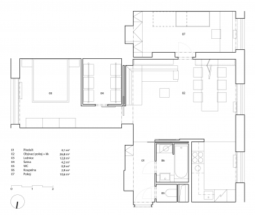 Reconstruction of the Solidarita Apartment - Floor plan - current condition