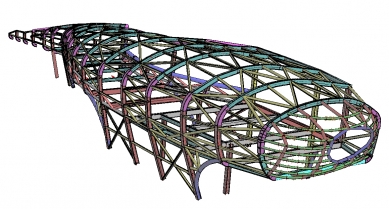 VIDA science centrum Brno - Schéma ocelové konstrukce