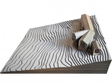 Horská chata s rozděleným výhledem - Model - foto: Reiulf Ramstad Arkitekter 