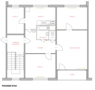 Transformation of a panel apartment, Liberec Region - Original condition