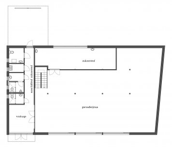 Prodejna sportovních potřeb v Beskydech - Půdorys 1NP