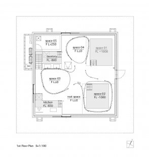 Hiroshima Hut - Půdorys přízemí - foto: Suppose Design Office