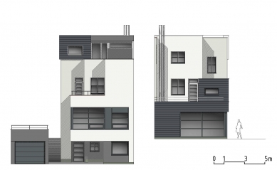 Rekonstrukce funkcionalistického rodinného domu v Brně - Pohledy západní a východní