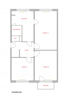 Reconstruction of a panel apartment - Floor plan - original state