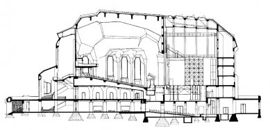 Goetheanum - Longitudinal section of the second Goethean.