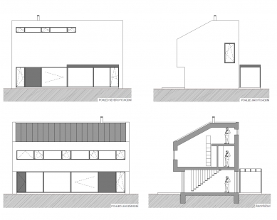 Dům "jednička" - Pohledy, řez