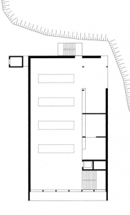 Požární zbrojnice a kulturní dům Hittisau - Půdorys 2.np - foto: Cukrowicz Nachbaur Architekten