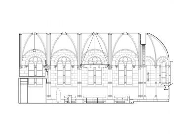 Úprava klášterní kaple - Podélný řez - foto: Jan Mléčka, Vojtěch Jemelka, Jiří Marek
