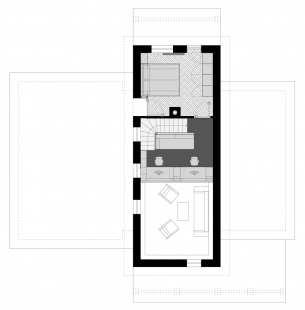 Úprava interiéru s vloženou pracovnou - Půdorys patra - foto: Prokš Přikryl architekti
