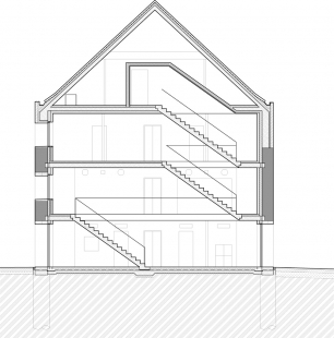 Reconstruction of Community House in Slavonice - řez příčný