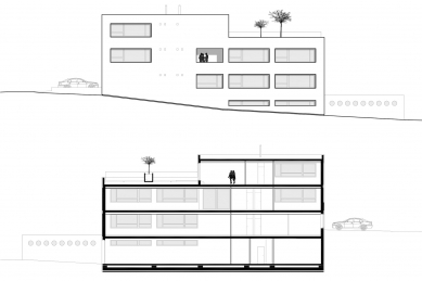 Office Building F - Pohled a podélný řez - foto: ARCHITEKTI mikulaj & mikulajová