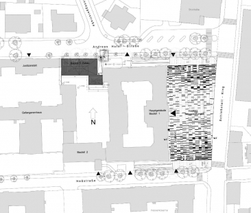 Přístavba soudní budovy v St. Pölten - Situace - foto: Architekt Dr. Kronaus