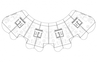 Bytový dům Metropolis - Půdorys typického podlaží - foto: Future Systems