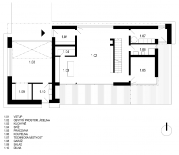 Rodinný dům ve Vestci - Půdorys 1NP