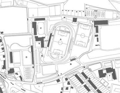 Tribuna městského stadionu Černá hora - Situace - foto: © architektonická kancelář Burian - Křivinka