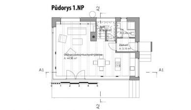 Pasivní dům v Černošicích - Půdorys 1NP